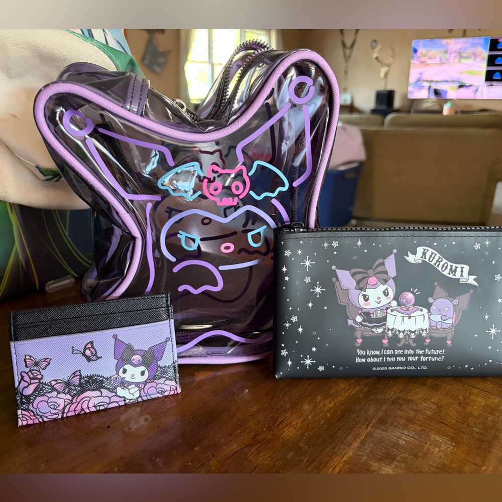 Kuromi Purple Clear Character Tote Bag with Matching Wallets